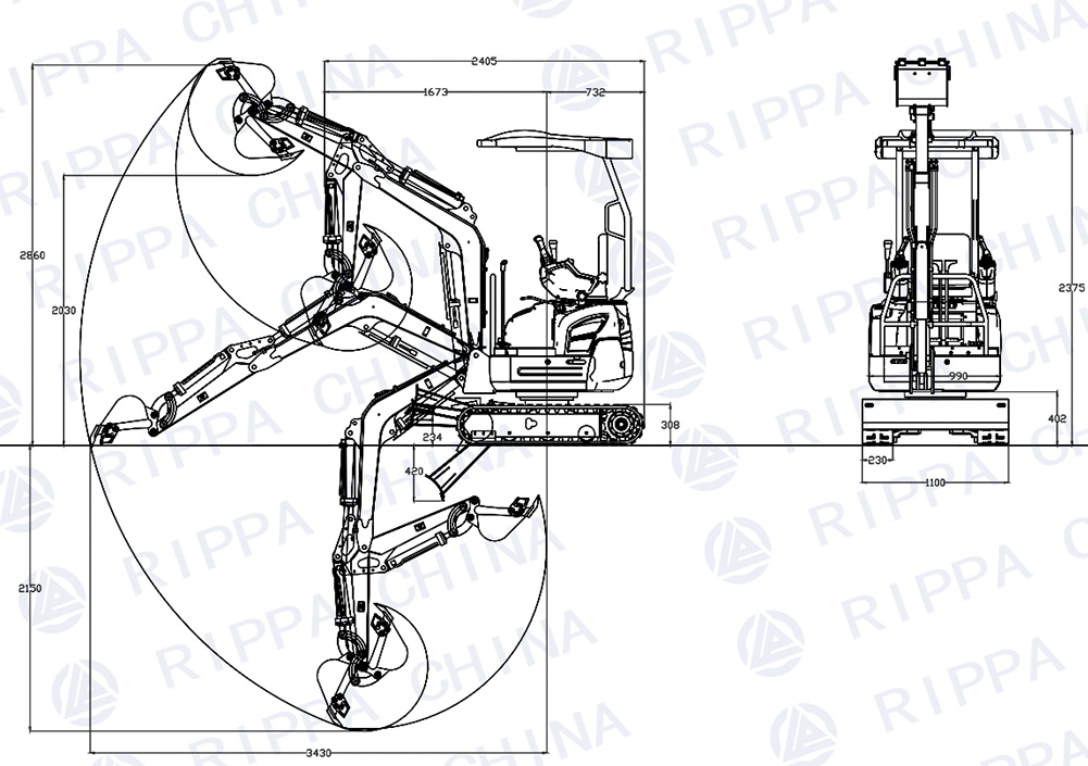 Small Excavator With Auxiliary Tools For Sale